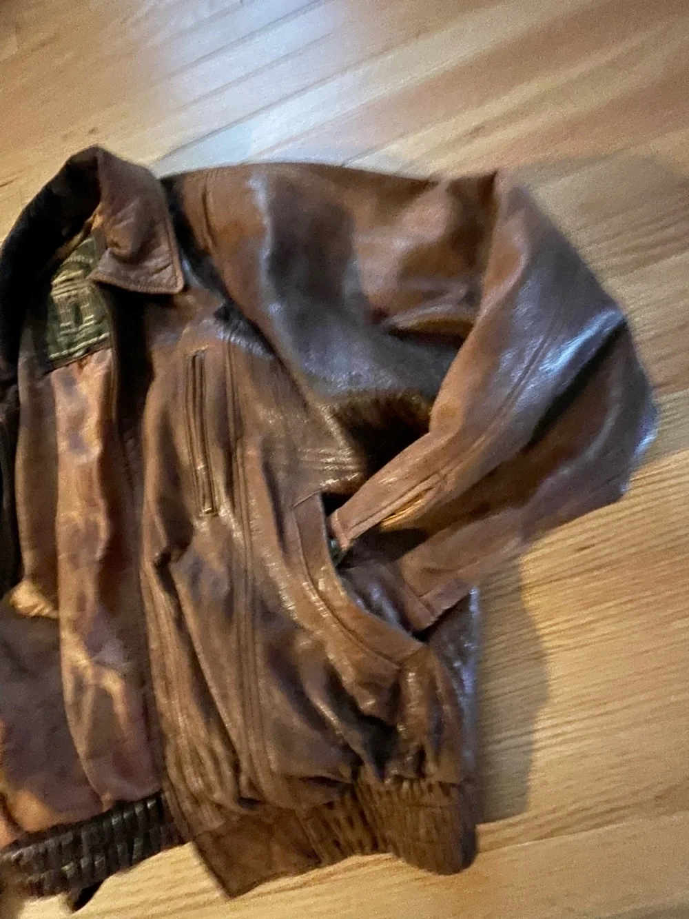 Vintage Structure Men's Brown Leather Bomber Jacket soft large